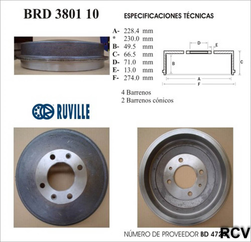 Tambor Frenos Der/izq Trasera Para Peugeot Partner   2007