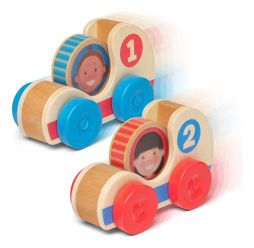 Melissa & Doug Go Tots Wooden Race Cars (2 Cars, 2 Disks) - 