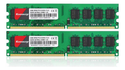 Memoria Ram 4gb Kit (2gbx2) Ddr2 667 Dimm Kuesuny Pc2-5300/pc2-5300u Cl5 240-pin Non-ecc Unbuffered Modules