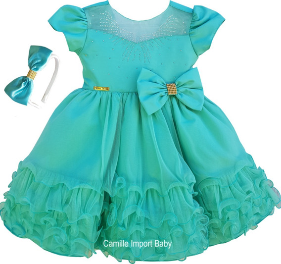 vestido infantil verde tiffany