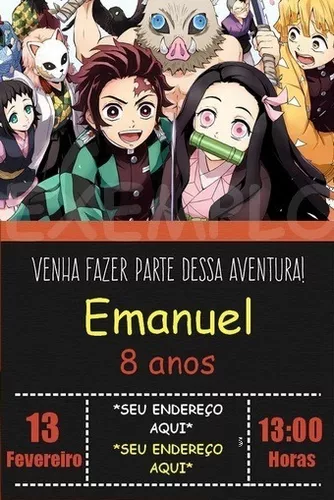 Convite Digital de Aniversario - Tema Anime