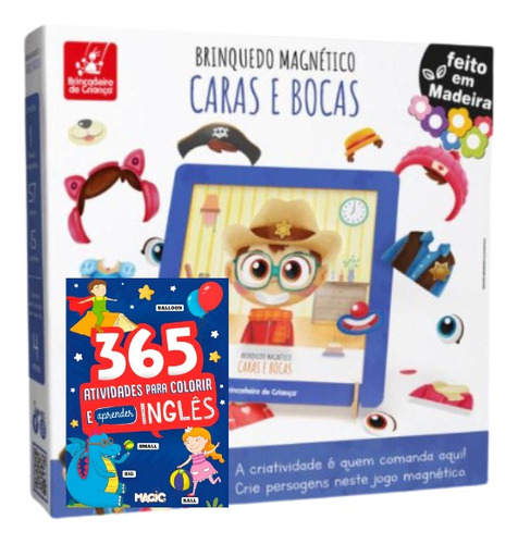 Kit Livro Atividades Inglês+ Lousa Magnética Caras E Bocas