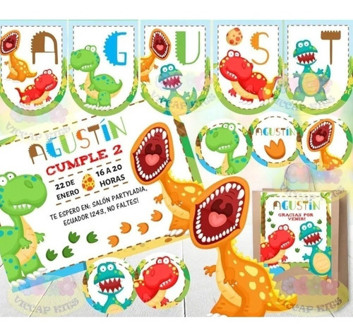 Kit Imprimible Dinosaurios Graciosos Con Candy Bar Editable
