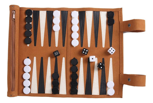 5pcs Juego De Viaje De Backgammon De Cuero,juego De Mesa