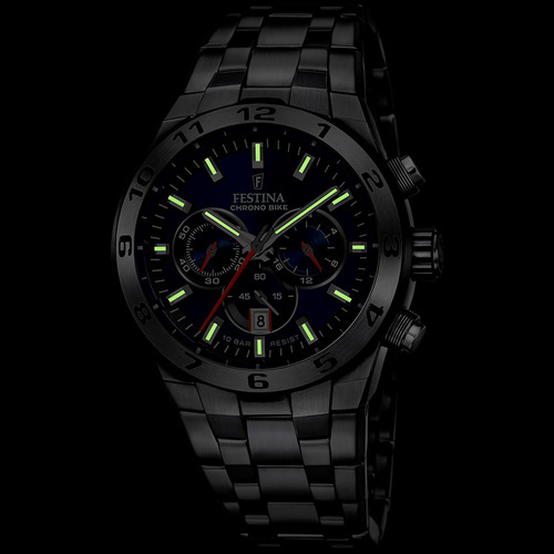 Reloj Festina hombre Chrono Bike 2024 acero azul F20670/1 malla plateado bisel plateado