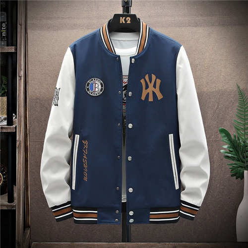 Chaqueta De Béisbol Con Estampado De Manga Corta