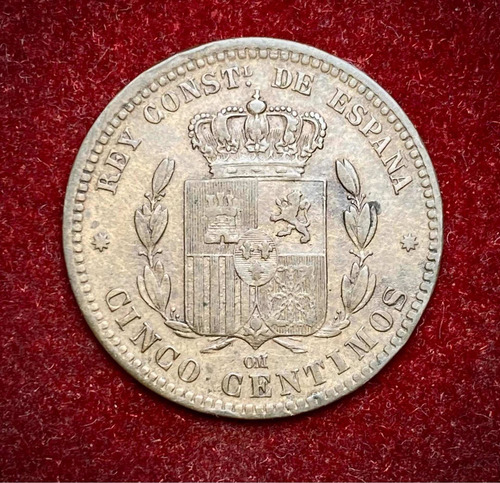 Moneda 5 Céntimos España 1877 Km 674 Alfonso 12 (Usado)