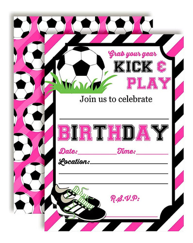 ~? Pink & Black Kick And Play Soccer Theme Birthday Party In