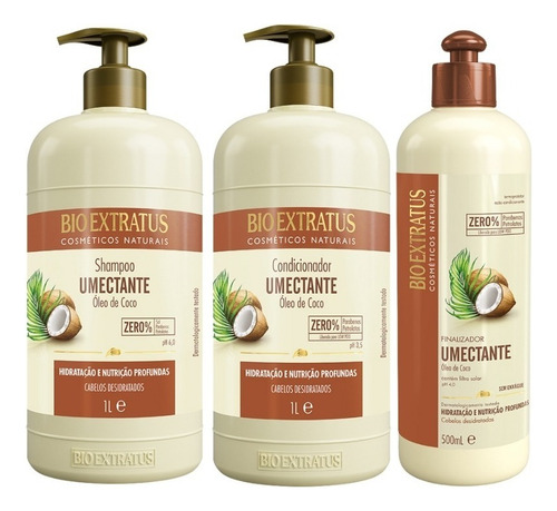 Bio Extratus Umectante Óleo De Coco Shampoo 1l + Cd 1l + Fin