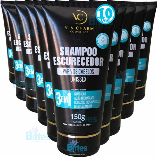 10 Shampoo Escurecedor Via Charm 3 Em 1 Escurece Revenda