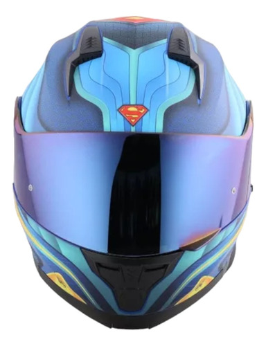 Casco Superman Abatible Cheko Edge Azul Dot Certificado 