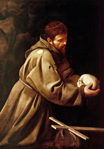 Cuadro San Francisco En Oración A. Caravaggio. 56x86cm.