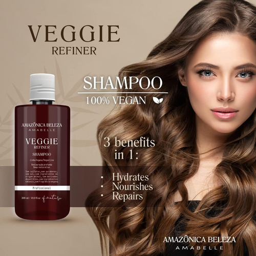 Shampoo E Condicionador Beleza Vegan Veggie Refiner, Nutre,
