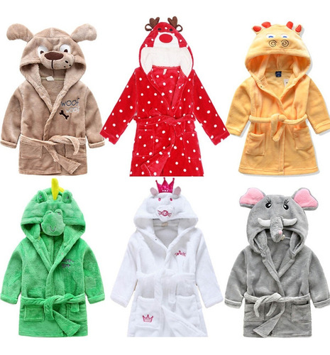 Roupão Infantil Fleece C Capuz Bebe Criança Bichinho Piscina