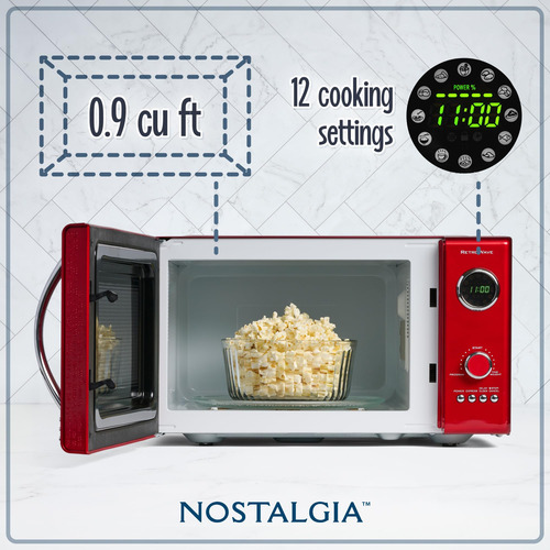 Forno De Microondas Nostalgia Retro 800w 0,9l Com 12 Conjunt