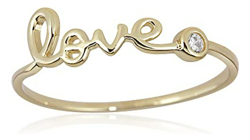 Love Ring Avora 10k Oro Amarillo Con Bisel De Diamantes Simu