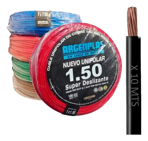 Cable Unipolar 1.5mm Normailizado Argenplas X 10mts