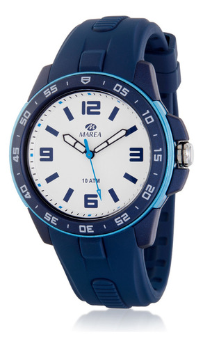 Reloj Digital Marea Watch B25179 Deportivo Sumergible Correa Azul Marino Bisel Azul Marino Fondo Blanco