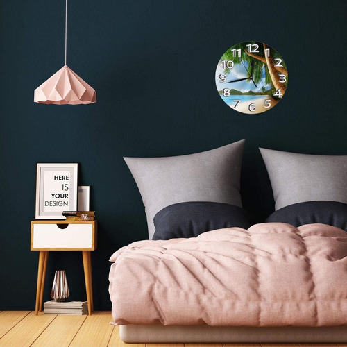 Abucaky Reloj De Pared Con Palmeras De Playa Marina, Con Sin
