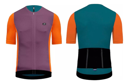 Jersey Remera Melange Magenta Ciclismo Cierre Tricolor