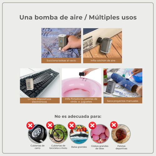 Bomba De Aire / Compresión, Portátil, Multifunción, Usb