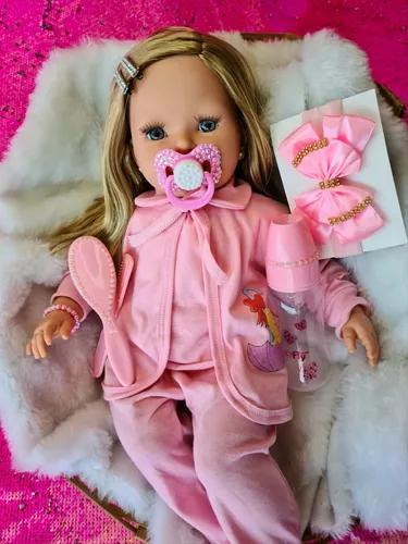 Bebe Reborn Boneca Com Acessórios Com Chupeta Princesa na