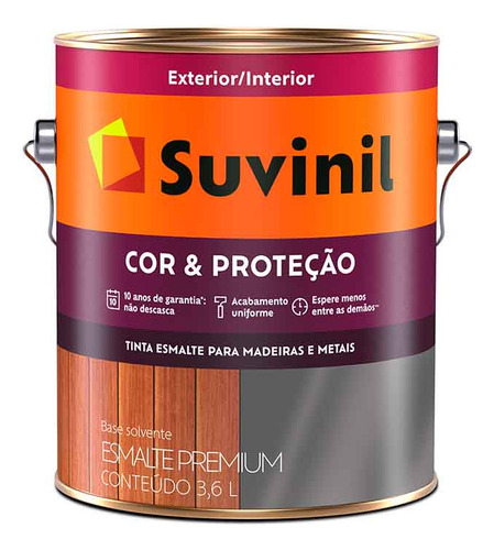 Esmalte Suvinil Tabaco 3.6l Brillante Para Madera Y Hierro