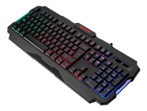 Imagen 1 de 4 de Teclado Gamer Negro Con Luz Rgb Led Español Rainbown Colores