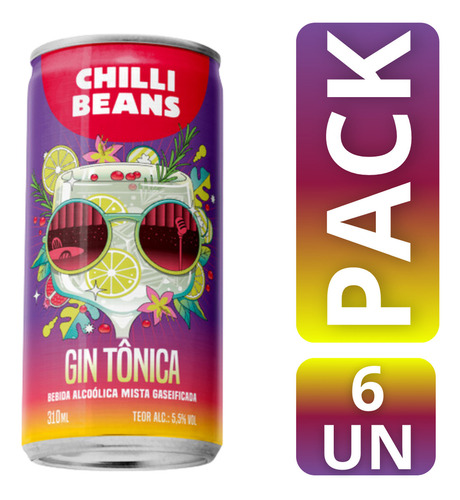 Bebida Alcoólica Chilli Beans Drinks Gin Tônica Pack 6x310ml