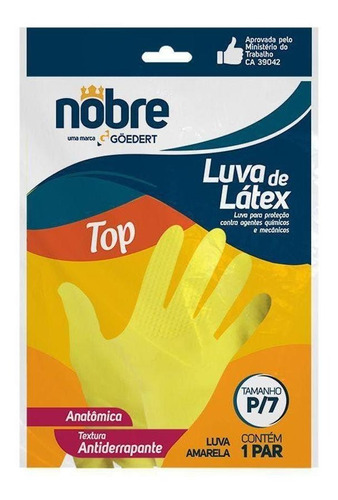 1 Par De Luvas Borracha Latex - Cor Amarelo  Nobre Qualidade