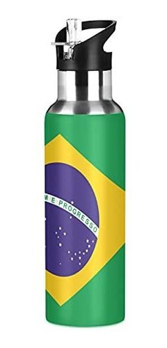 Bandera De Agua Tropical Brazil Tema Deportes Botella M6ysx