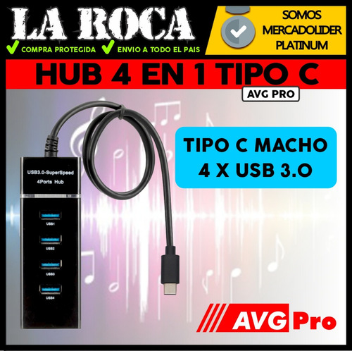 Hub Usb C Multiplicador 4 Usb 3.0 Macbook Air Notebook Cuota
