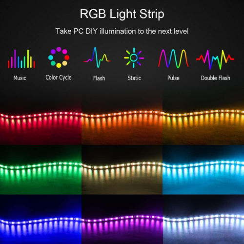 Tira Led Rgb Pc Motherboard 4 Pines 12v Magnética 2 Unidades