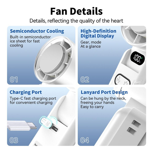 Miniventilador Turbo Jet De 6000 Mah, Recargable, Portátil