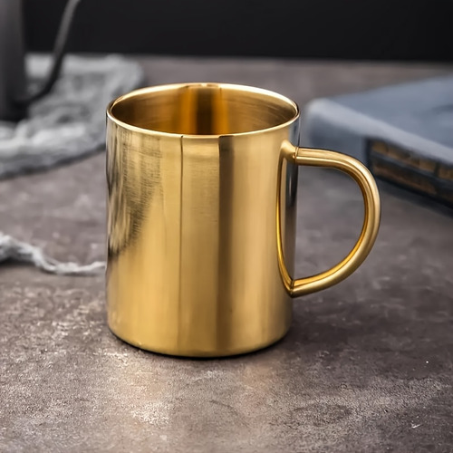 1pc Taza De Acero Inoxidable 304 Con Baño De Cobre, Taza De