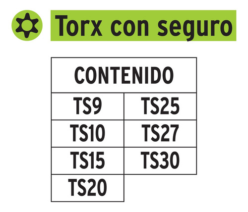 7 Puntas Torx Combinadas C/seguro Largo 1¨ Expert