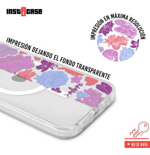 Funda Para iPhone Magsafe Mujer Flores Colores Con Nombre