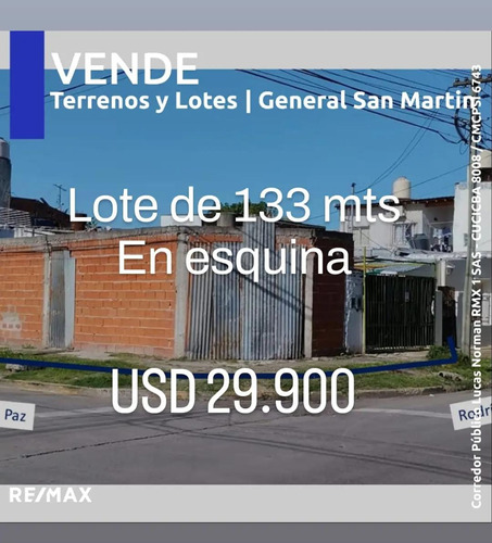 Venta Lote San Martín 133 Mts