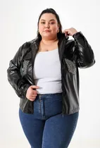 Comprar Campera Ecocuero Con Friza Mujer Con Capucha Talles Amplios