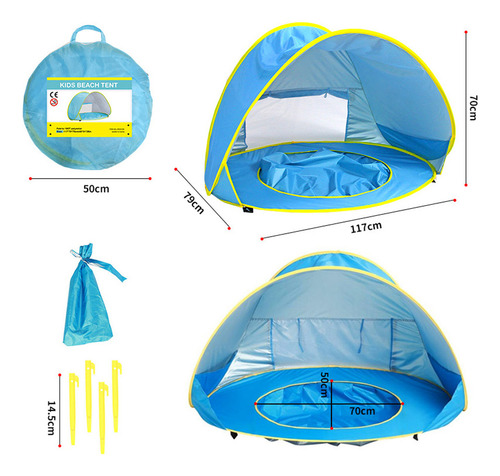 Carpa De Playa Portátil Para Bebés Con Iones Y Bolsa De Tran