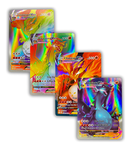 4 Cartas Pokemon: Charizards 500 E 550hp - Regular E Rainbow