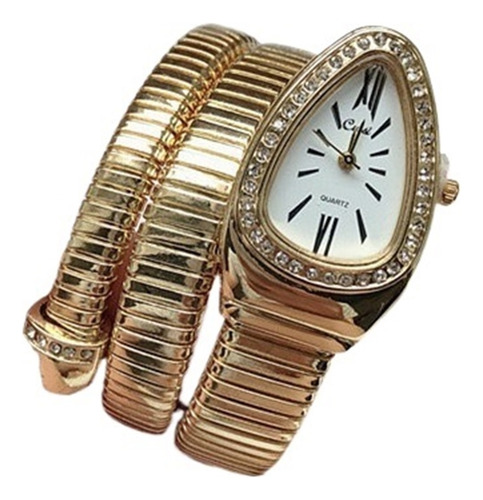 Reloj De Mujer Con Cabeza De Serpiente De Acero Inoxidable C