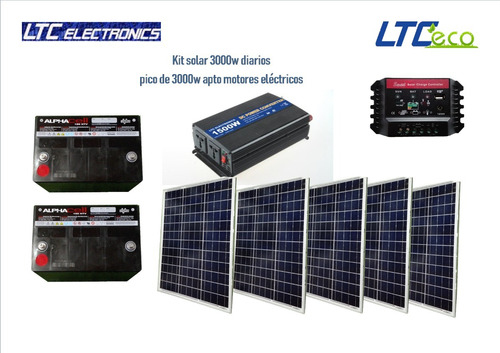 Kit Solar 3000w Diarios Pico De 3000w Apto Motores Electrico