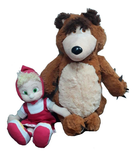 Masha 42cm E O Urso 55cm De Pelúcia Presente Para Crianças
