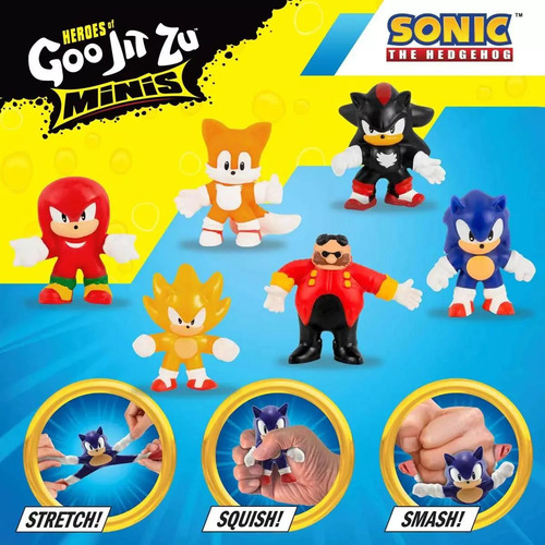 Goo Jit Zu Pack Sonic Com 6 Mini Bonecos Elásticos