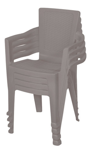 Silla Para Exterior Tipo Rattan Set X 4 Unidades Marca Mq Color Taupe