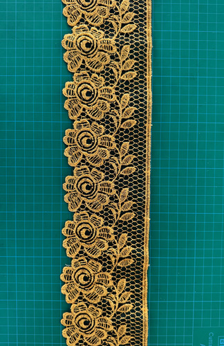 Tira Bordada En Organza 10cm X 9mts Mod 1361 Varios Colores Dorado