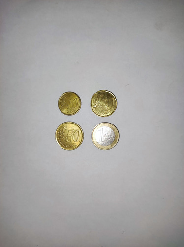 4 Monedas De 10 Cent,20 Cent, 50 Cent Y 1 Euro