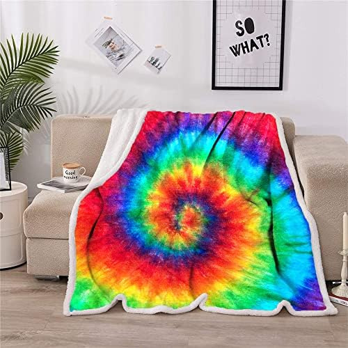 Yanr Rainbow Tie Dye Mantas Y Mantas Patrón Psicodélico En E