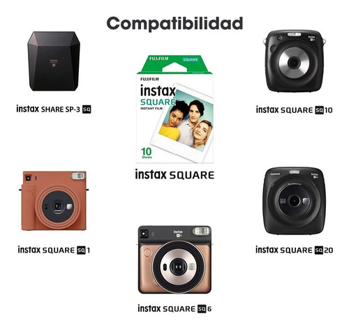 Imagen 4 de 5 de Fujifilm Cartucho Instax Square 2 Pack Iso 800 (20 Hojas)
